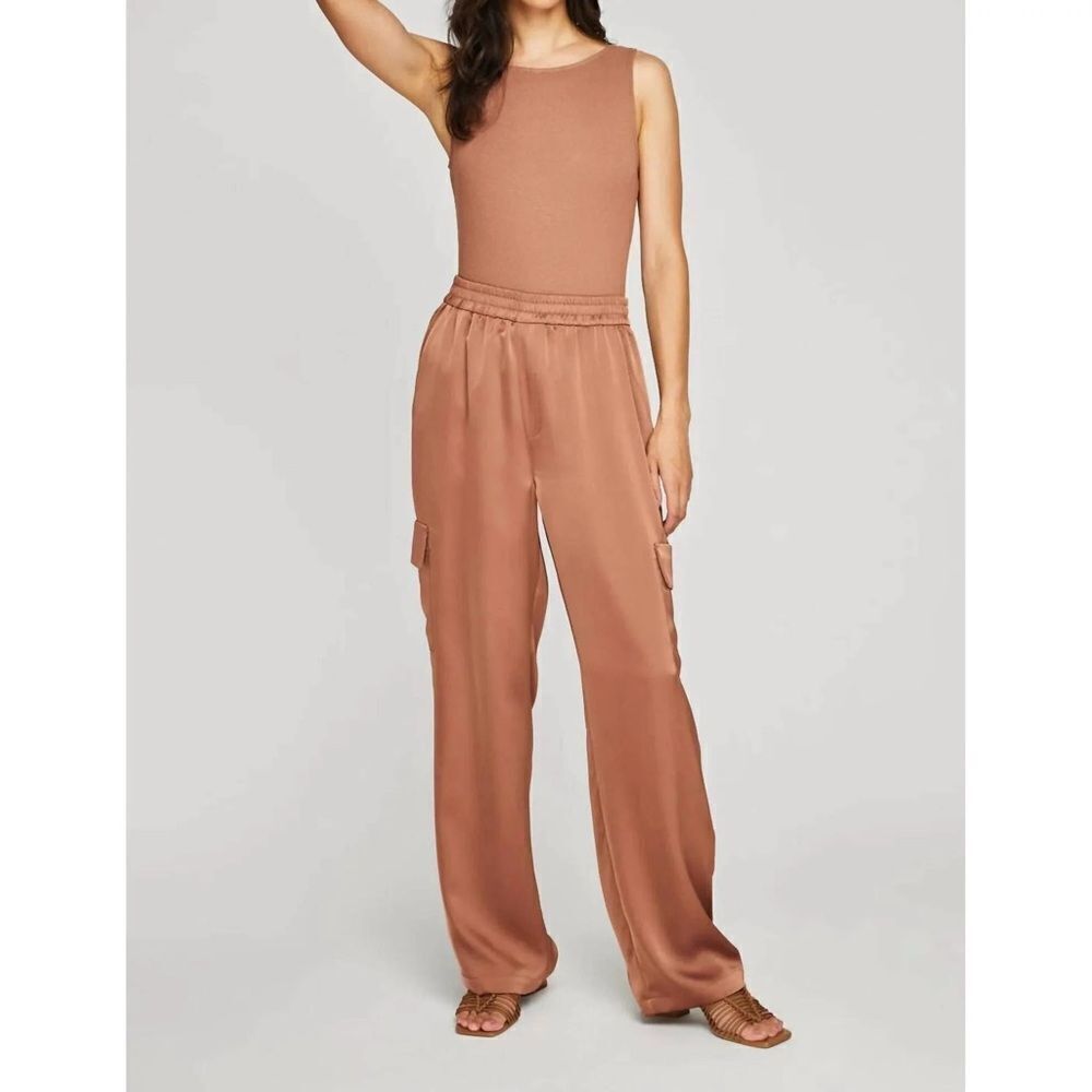 GENTLE FAWN Emmett Satin Cargo Pant in Chai Size Small